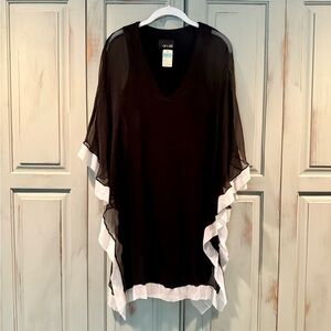 Black and White Dress with Sheer Overlay